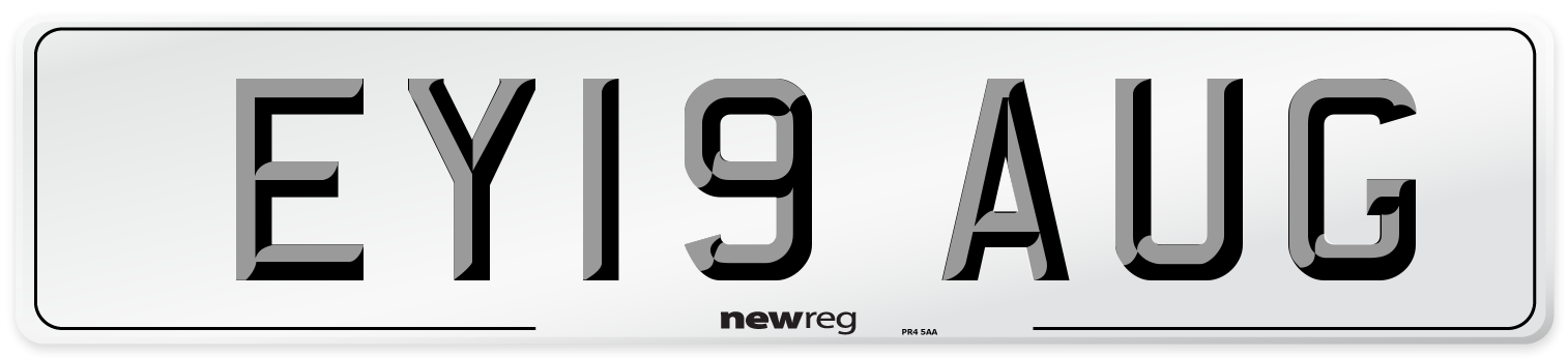 EY19 AUG Number Plate from New Reg